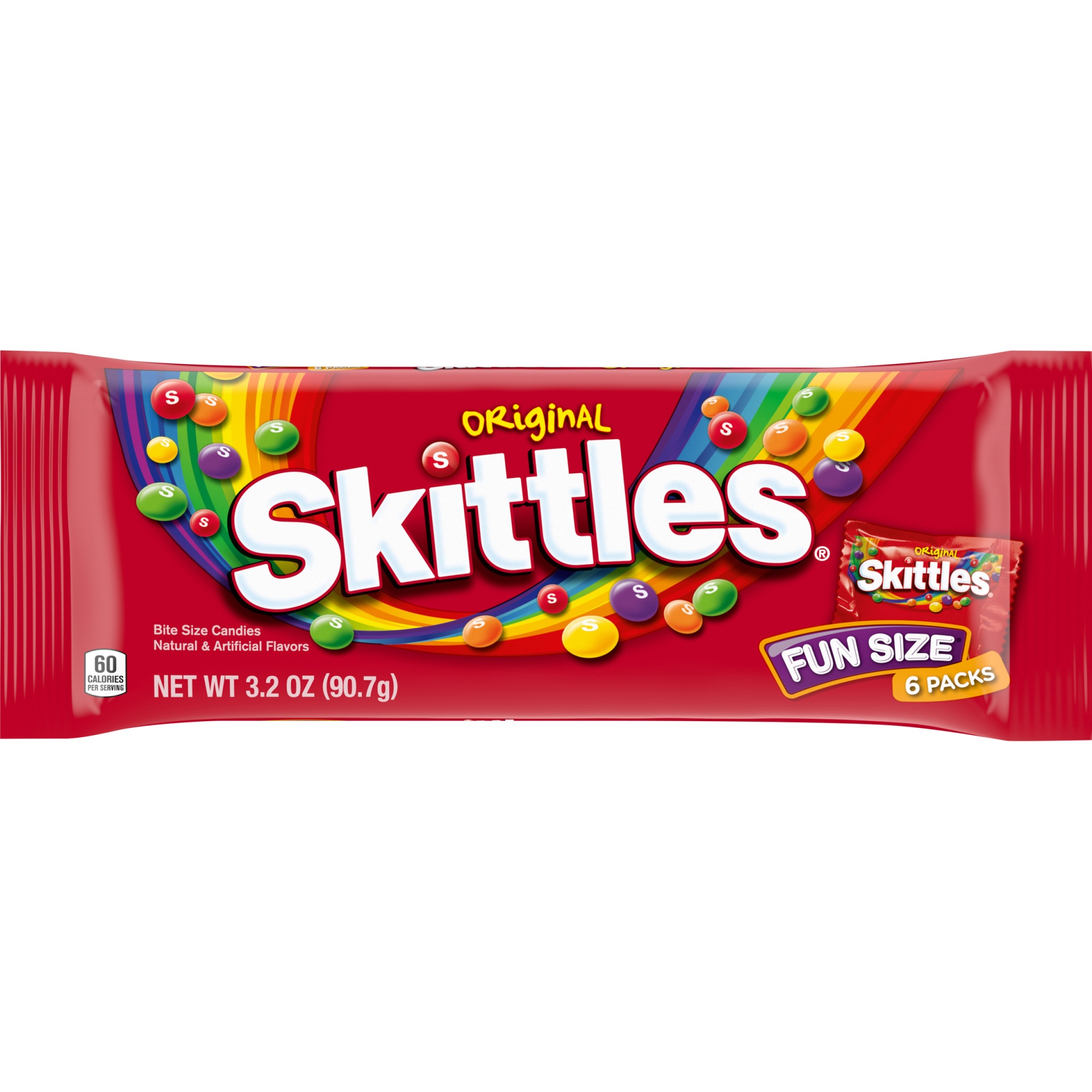 slide 1 of 1, Skittles Original Candy, 3.2 ounce (6 Fun Size Packs), 3.2 oz