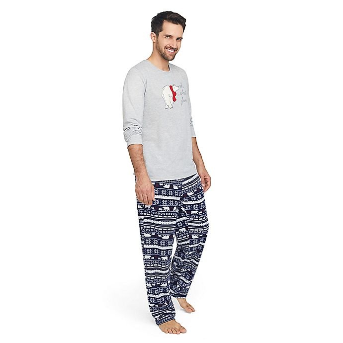 slide 1 of 1, ED Ellen DeGeneres Polar Bear Medium Men's Holiday Pajama Set - Navy, 1 ct