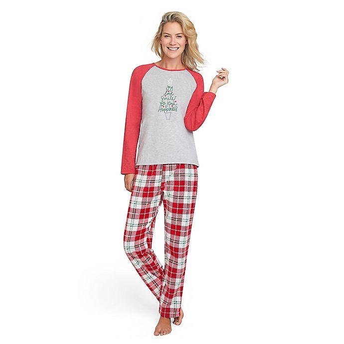 slide 1 of 1, ED Ellen DeGeneres Women's Medium Christmas Tree Holiday Pajama Set - Red, 1 ct