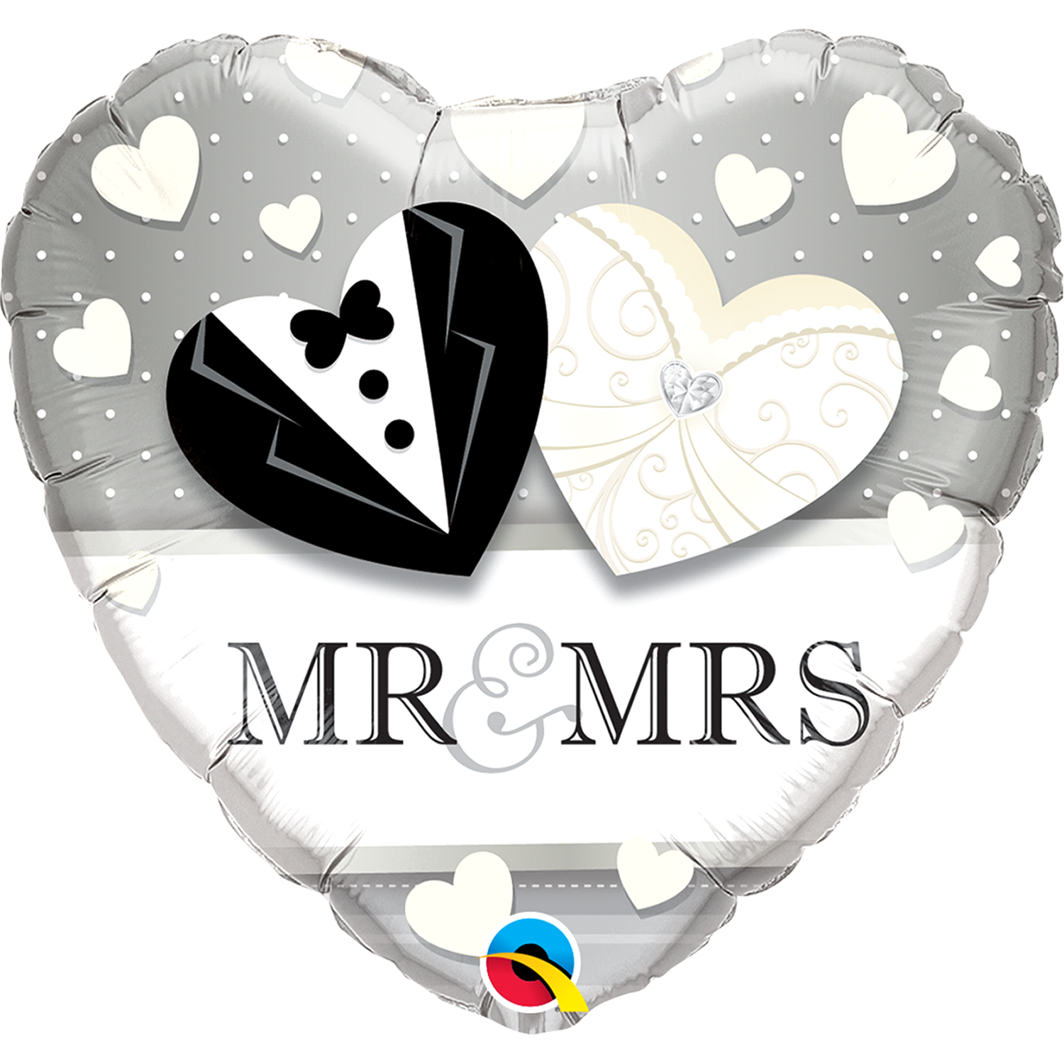 slide 1 of 2, Mr & Mrs. Wedding Heart 18" Foil Balloon, 1 ct