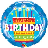 slide 3 of 5, Birthday Cake Blue 18" Foil balloon, 1 ct