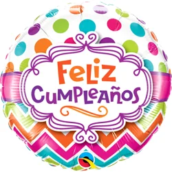 Feliz Cumpleanos Chevron Dots 18" Foil Balloon