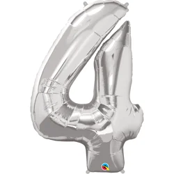 34" Number 4 Balloon, Silver