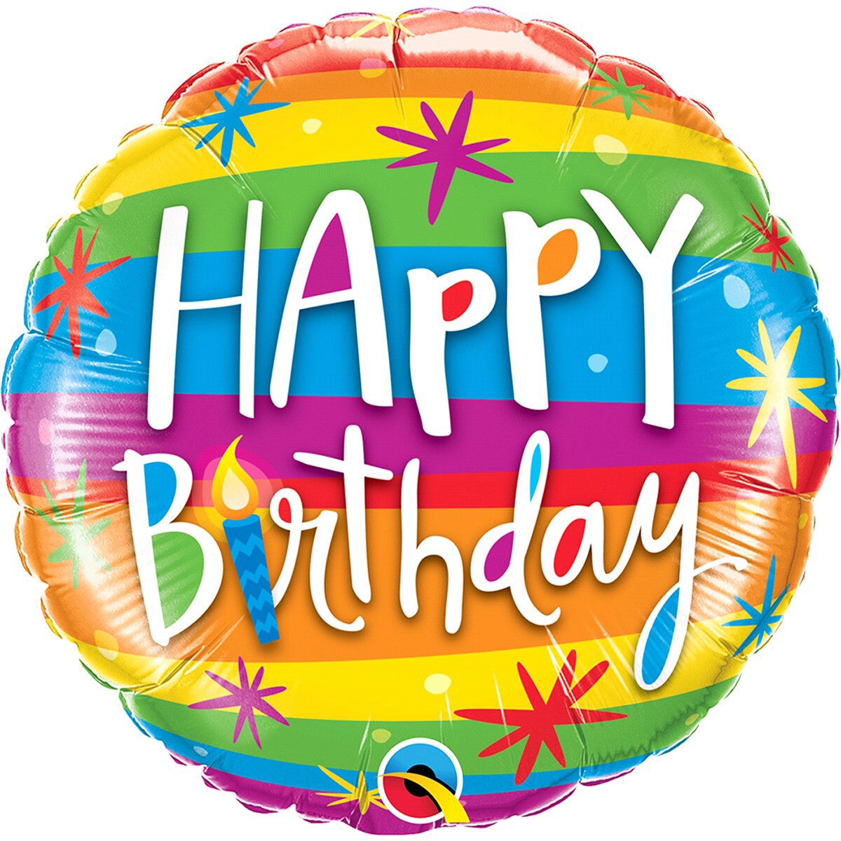 slide 2 of 2, Birthday Rainbow Stripes Foil Balloon, 1 ct