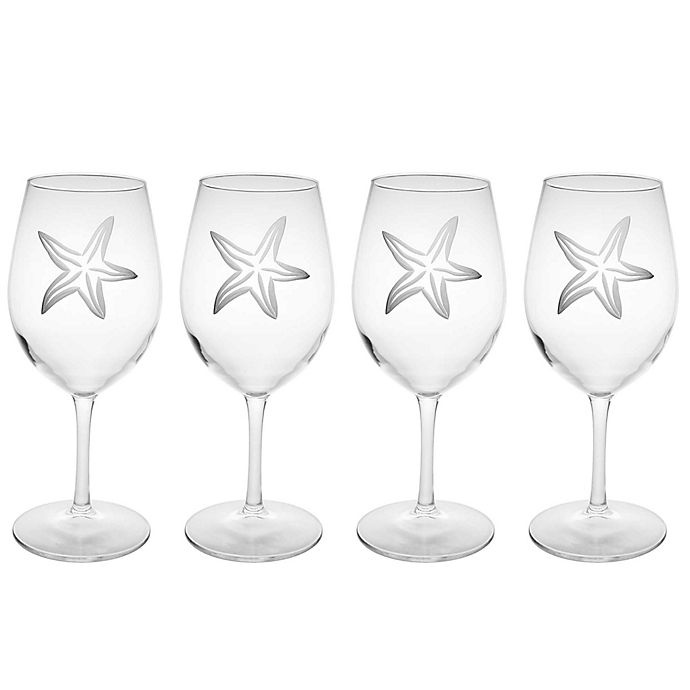 slide 4 of 4, Rolf Glass Starfish All Purpose Wine Glasses, 4 ct