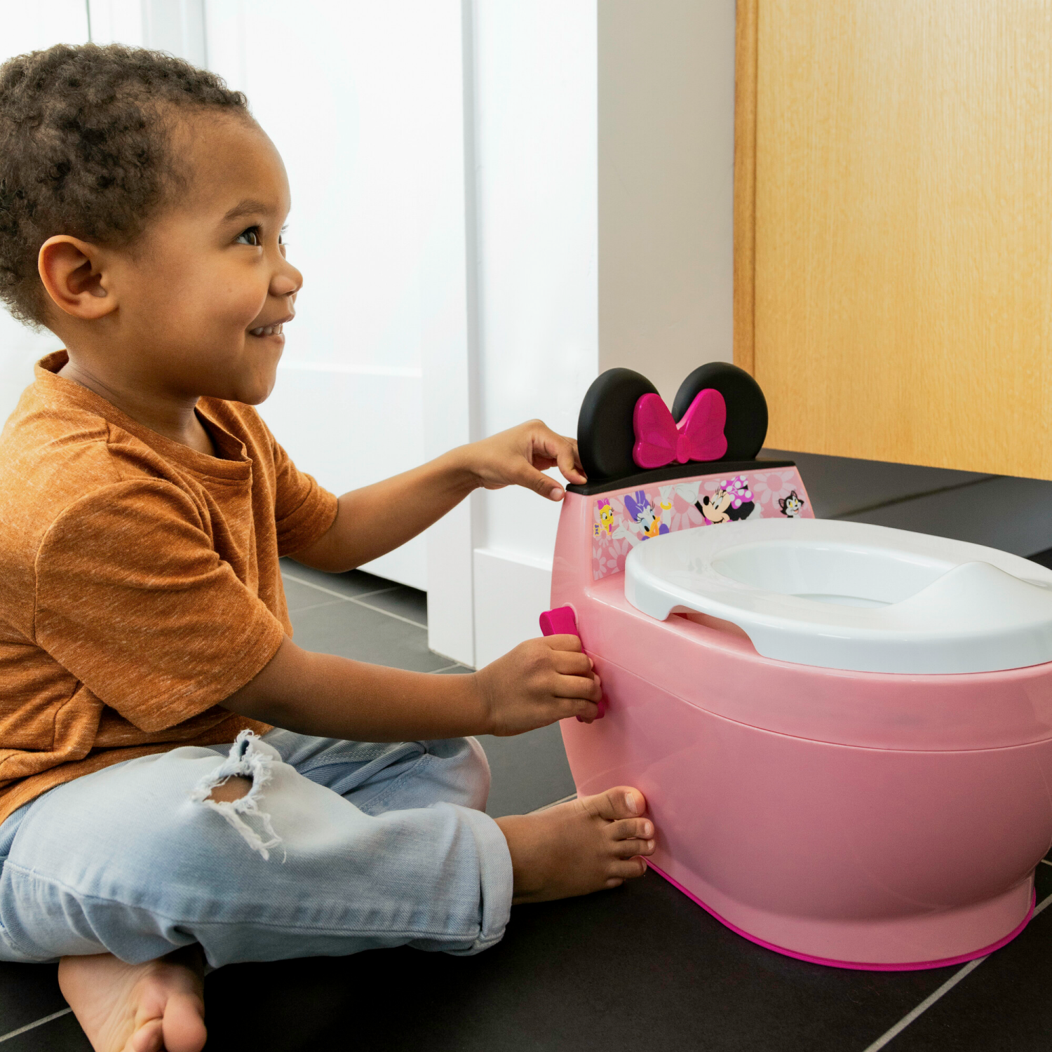 slide 3 of 4, The First Years Disney Minnie Mouse 2-in-1 Potty & Toddler Toilet Seat, One Size