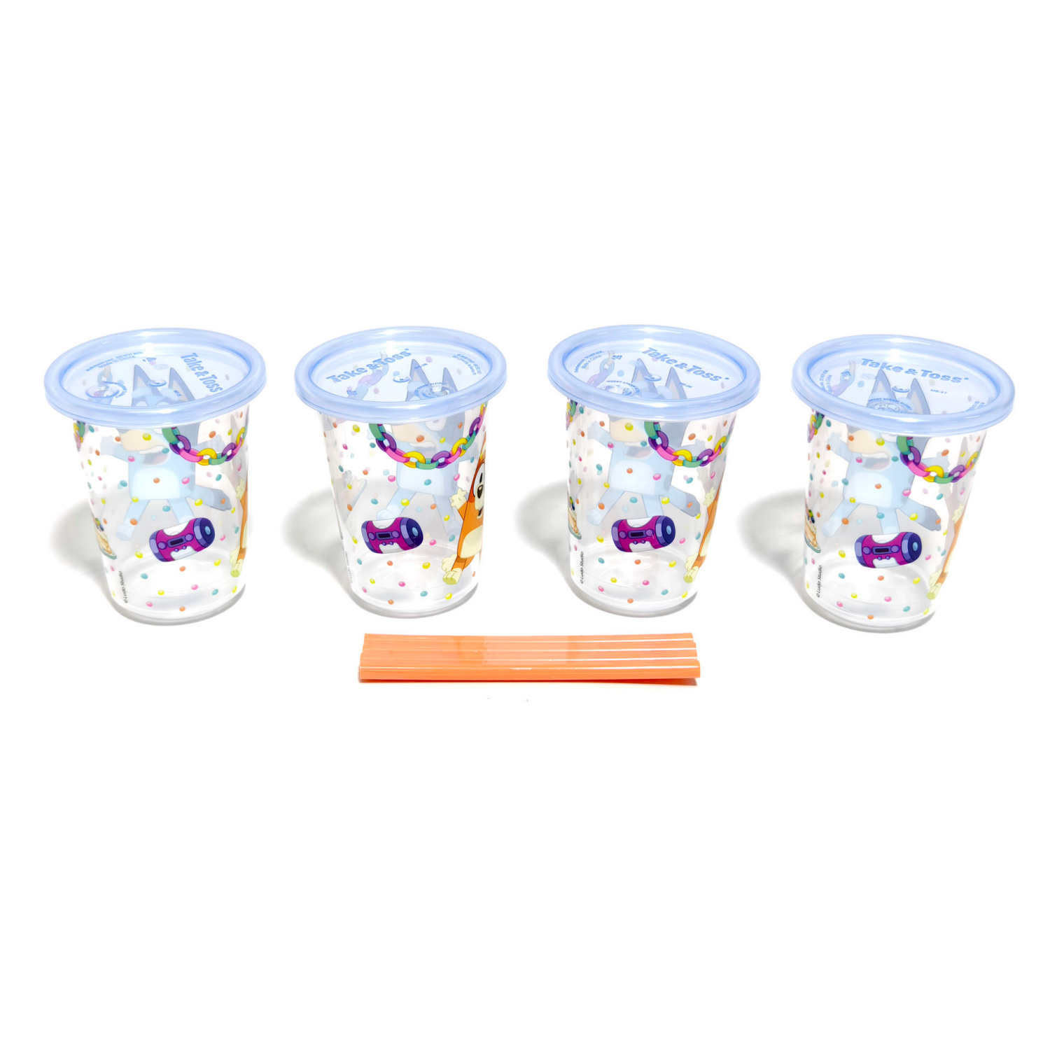 slide 2 of 3, The First Years Take & Toss Bluey 18 m+ 10 Fluid Ounce Straw Cups 4 Each, 4 ct