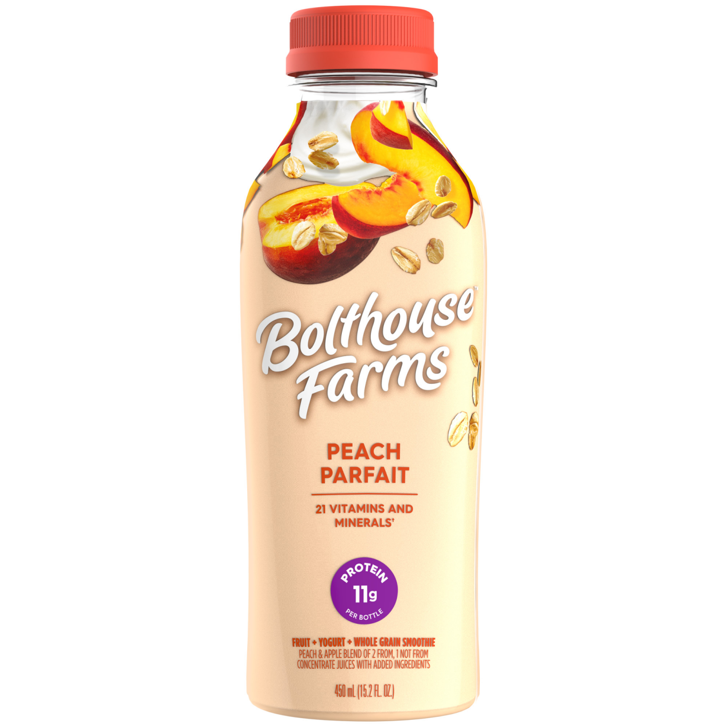 slide 1 of 4, Bolthouse Farms Fruit Smoothie, Peach Parfait, 15.2 fl. oz. Bottle, 15.2 fl oz