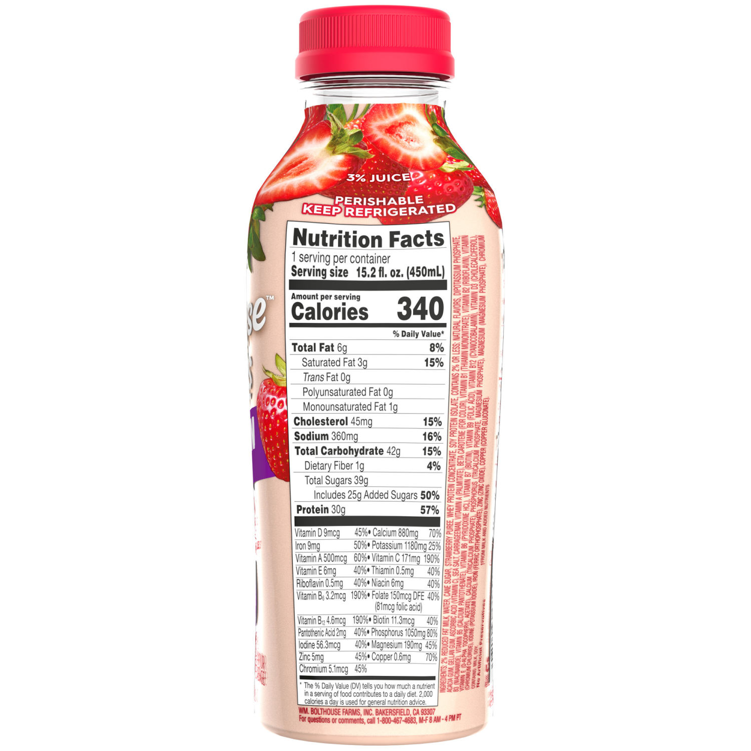 slide 2 of 4, Bolthouse Farms Protein Plus Strawberry Protein Shake 15.2 fl oz, 15.2 fl oz