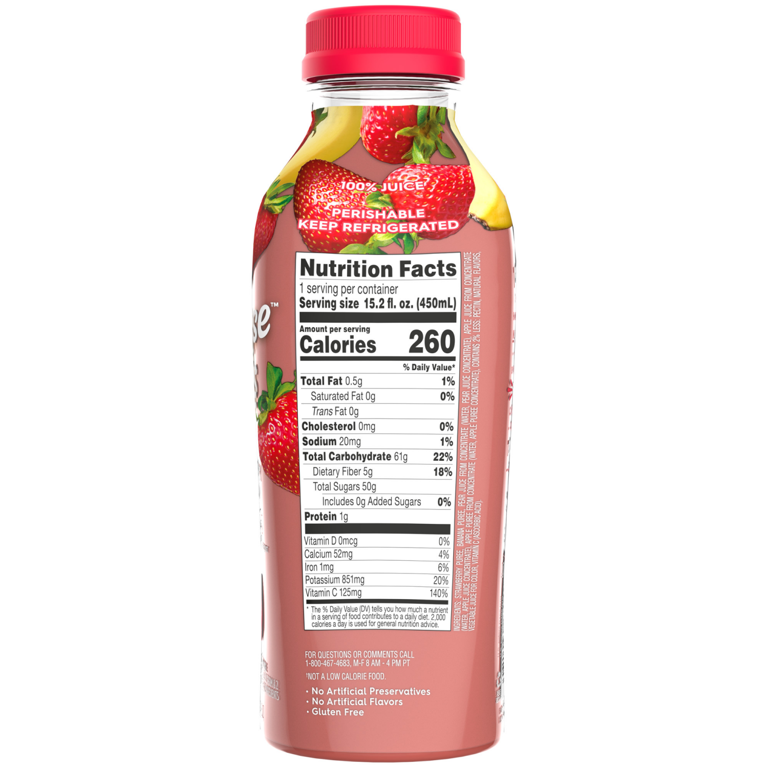 slide 2 of 4, Bolthouse Farms Fruit Juice Smoothie, Strawberry Banana, 15.2 fl. oz. Bottle, 15.2 fl oz