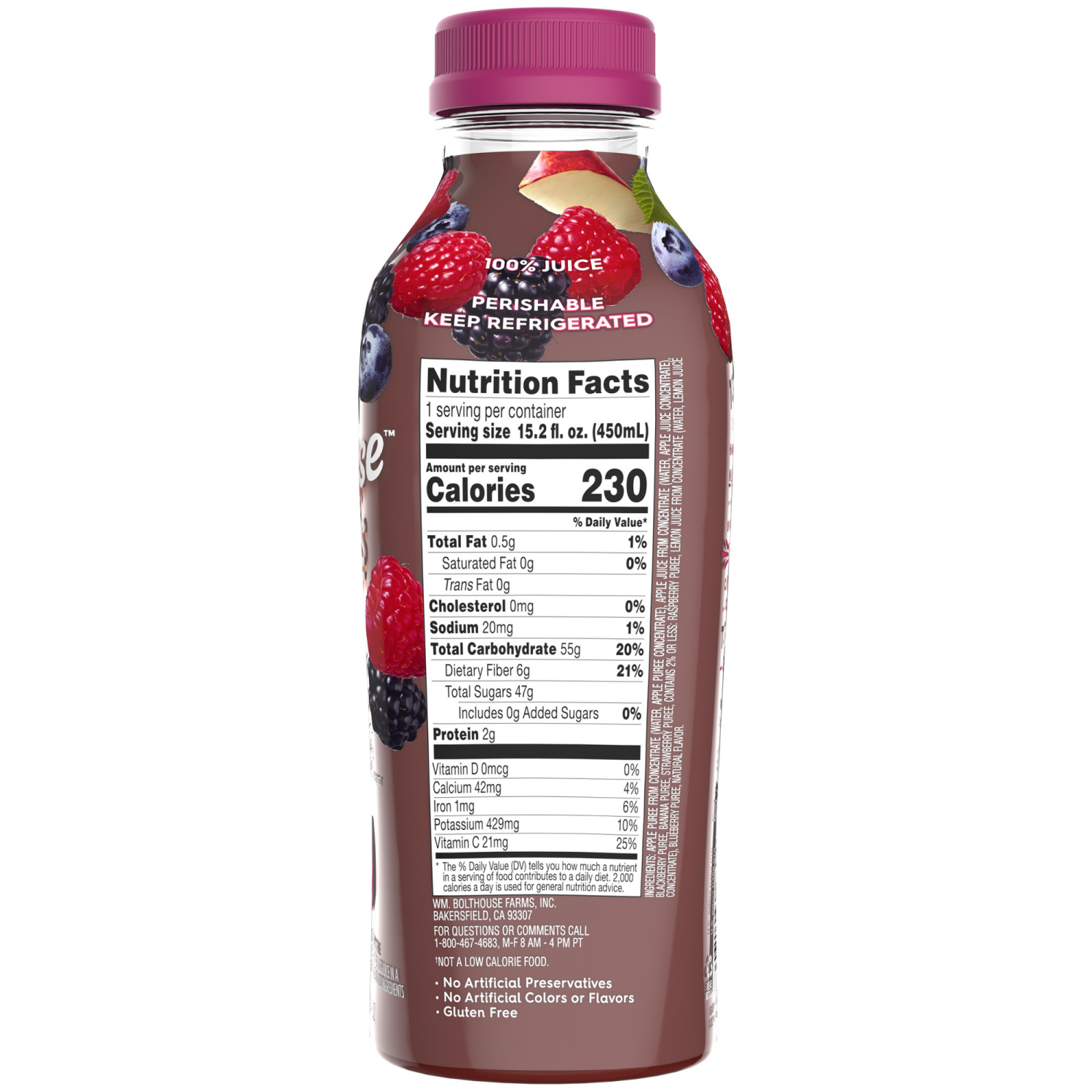 slide 2 of 4, Bolthouse Farms Fruit Juice Smoothie, Berry Boost, 15.2 fl. oz. Bottle, 15.2 fl oz