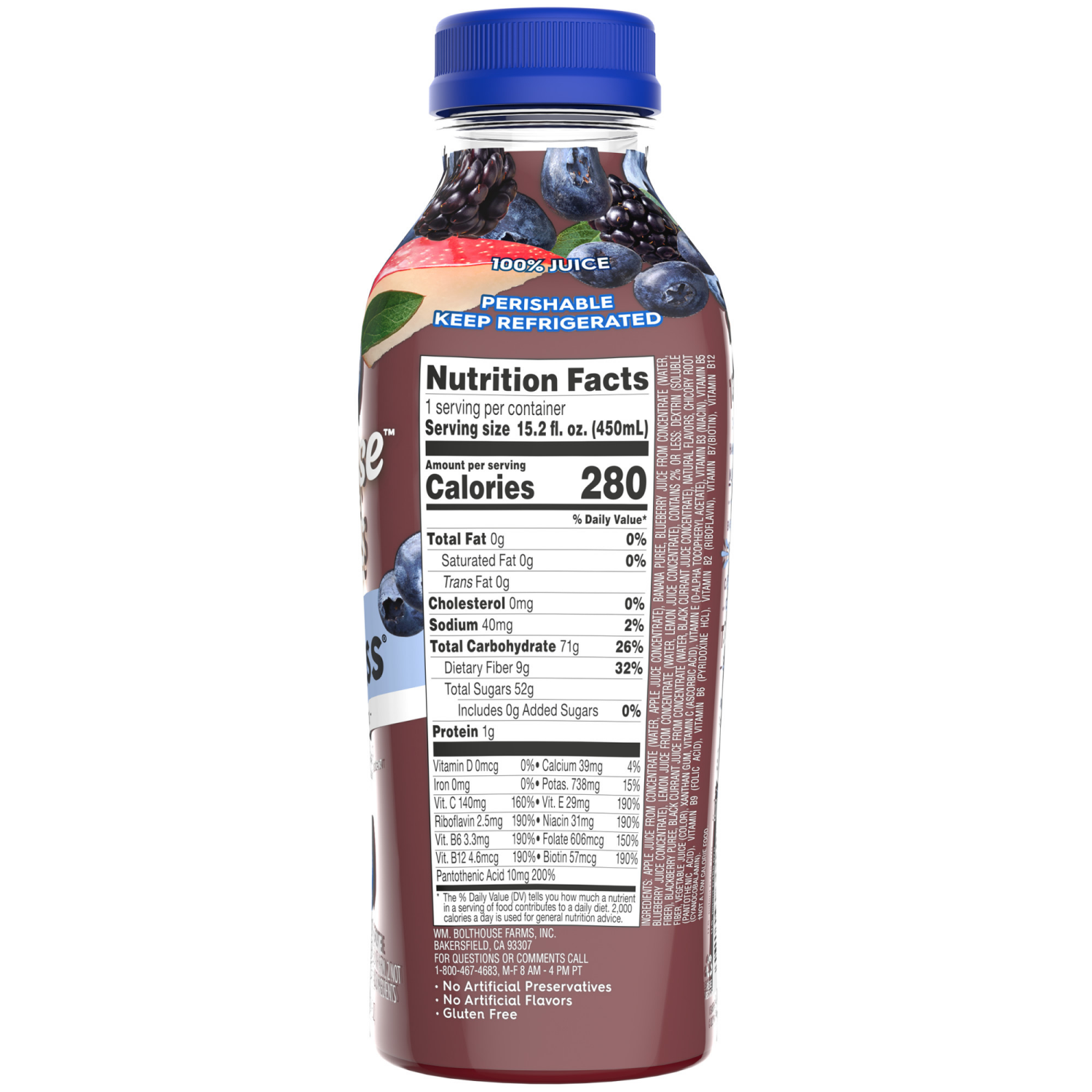 slide 2 of 4, Bolthouse Farms Blue Goodness 100% Fruit Juice Smoothie - 15.20 fl oz, 15.2 fl oz