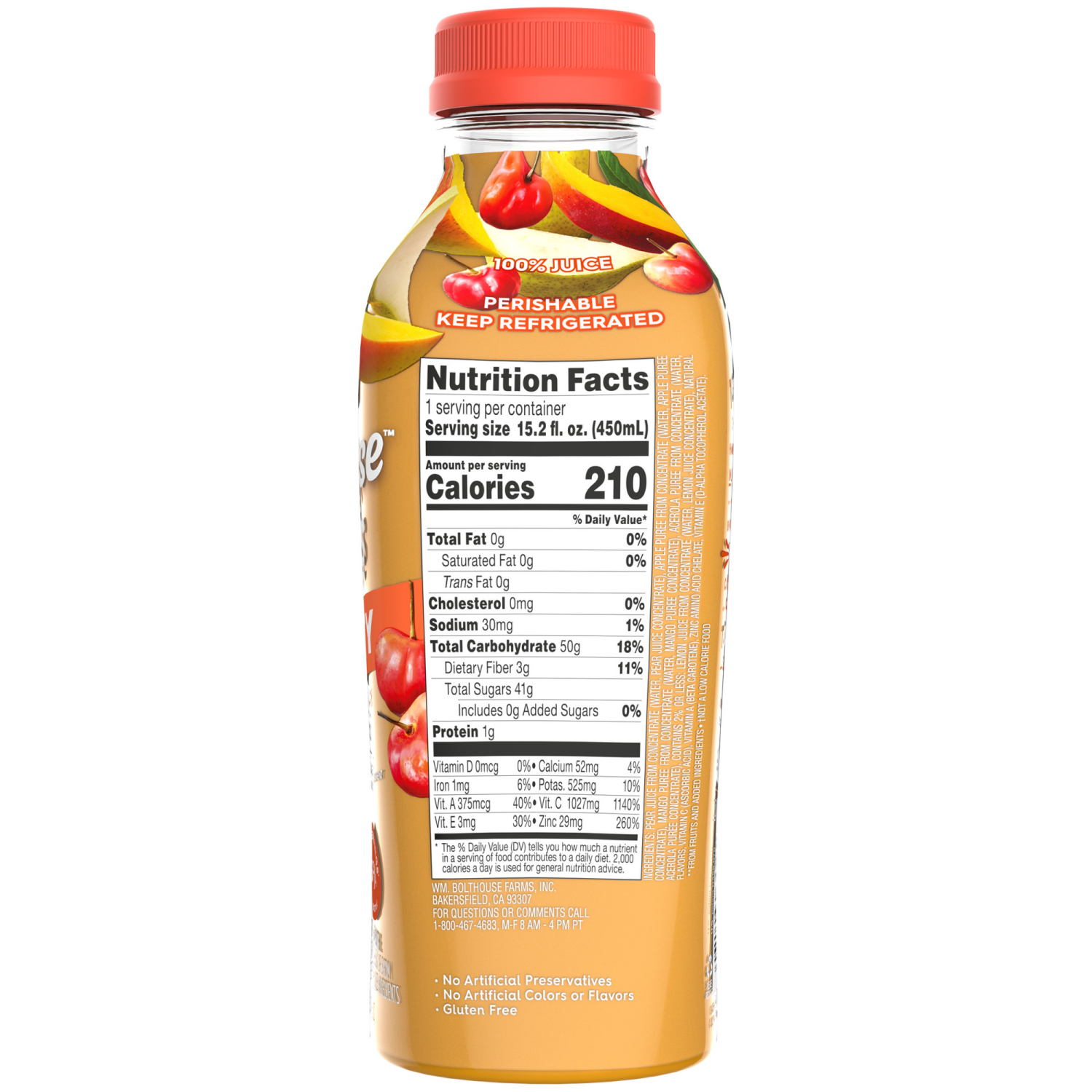 slide 2 of 4, Bolthouse Farms C-Boost Mango Cherry 100% Fruit Juice Smoothie 15.2 fl oz, 15.2 fl oz