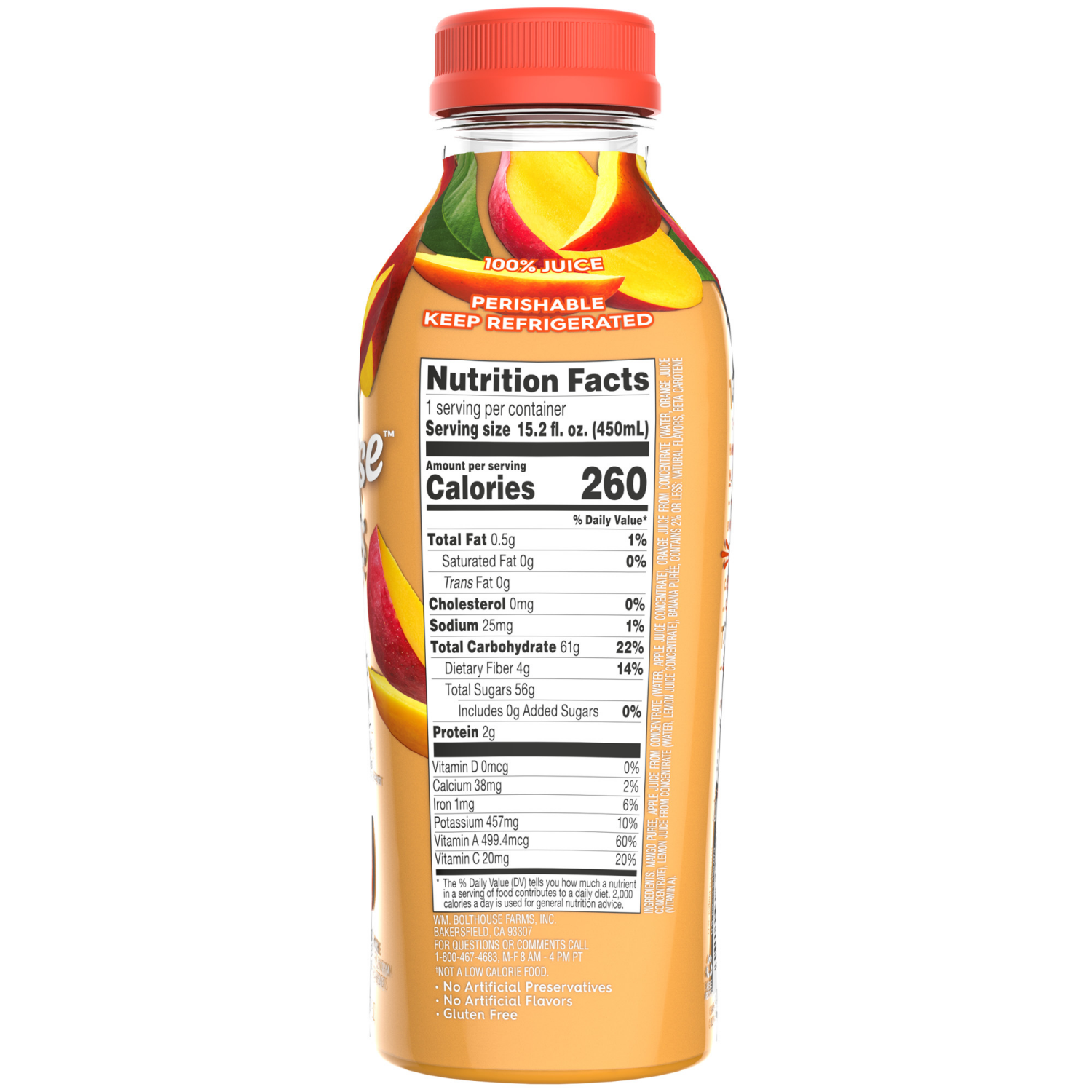 slide 2 of 4, Bolthouse Farms Amazing Mango 100% Fruit Juice Smoothie 15.2 fl Oz Bottle, 15.2 fl oz