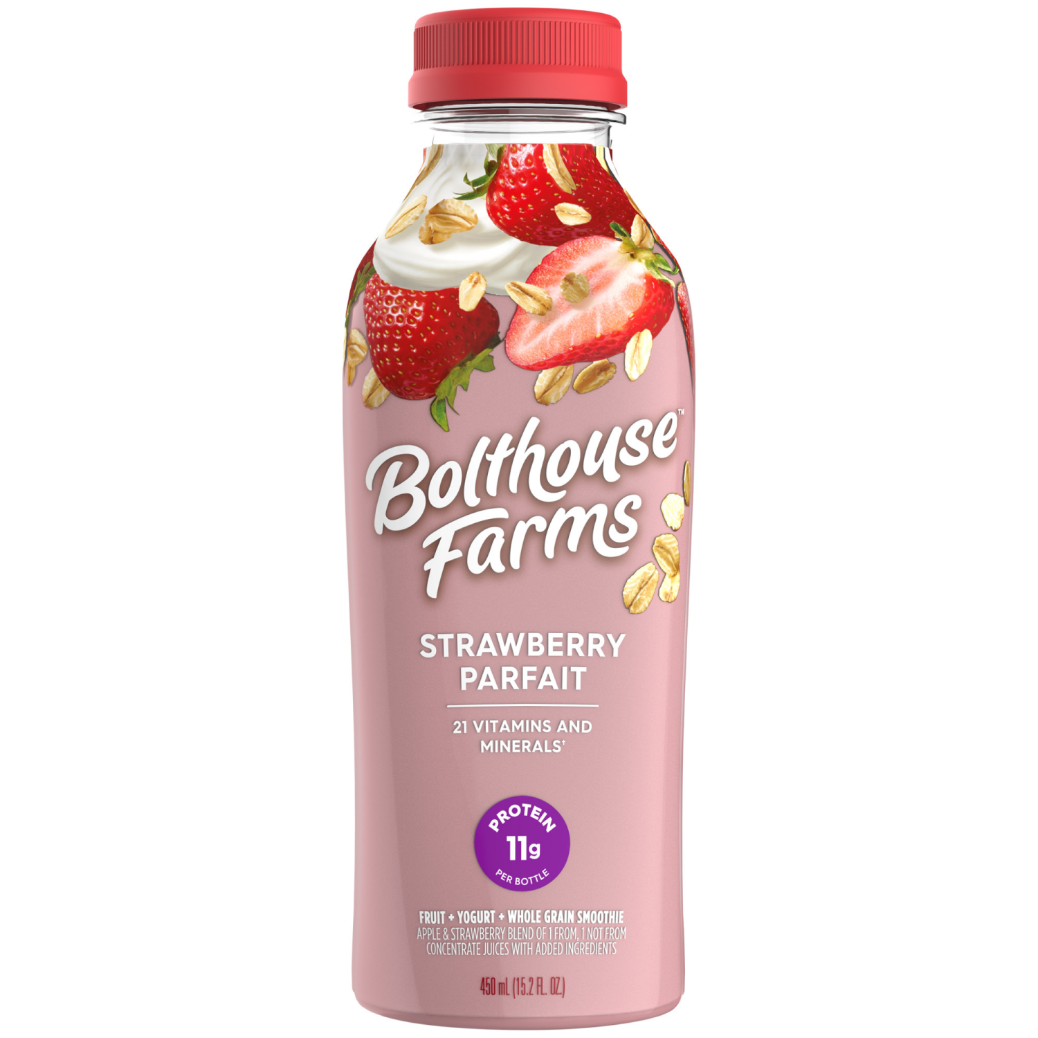 slide 1 of 4, Bolthouse Farms Fruit Smoothie, Strawberry Parfait, 15.2 fl. oz. Bottle, 15.2 fl oz