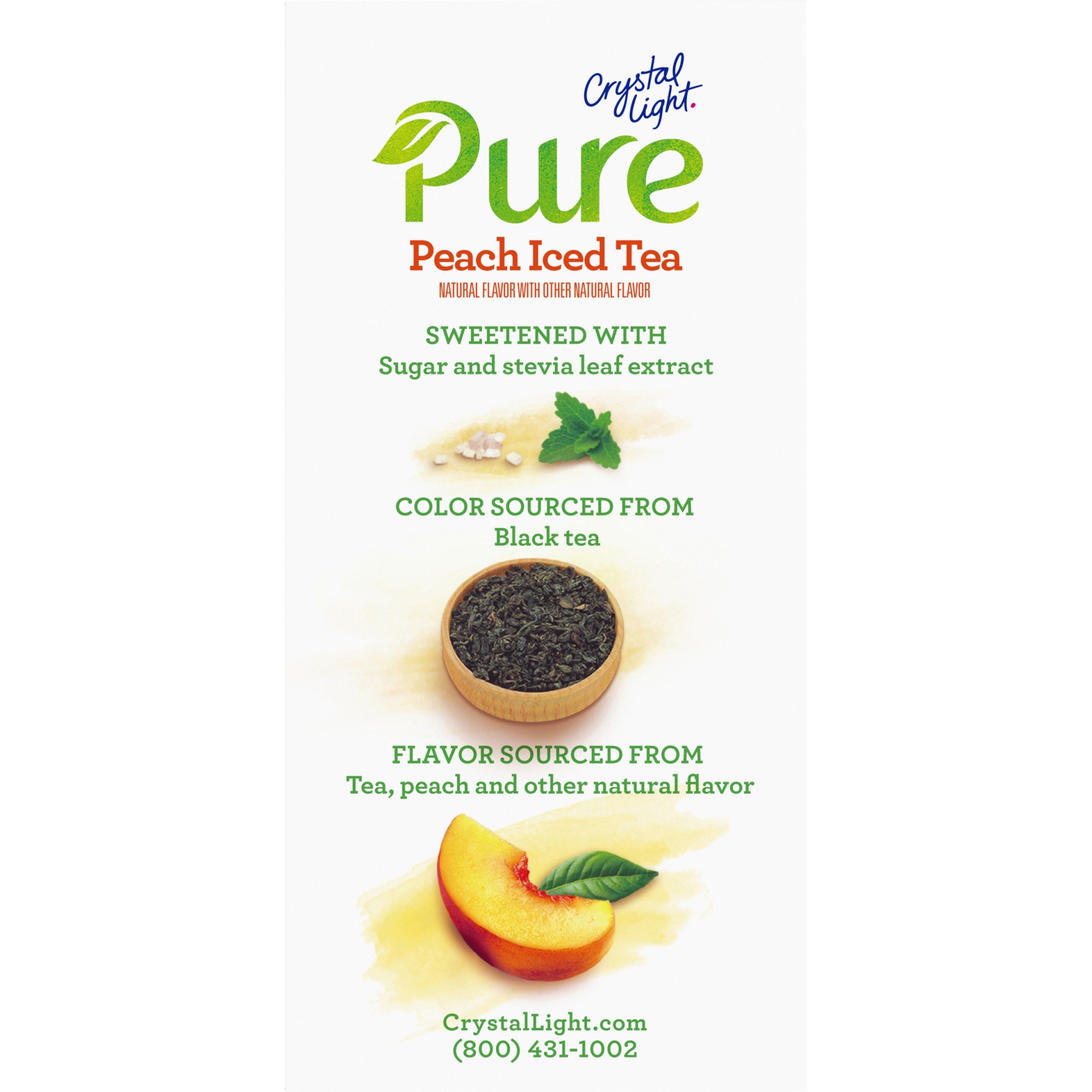 slide 4 of 6, Crystal Light Pure Peach Iced Tea Naturally Flavored Powdered Drink Mix with No Artificial Sweeteners On-the-Go, 7 ct