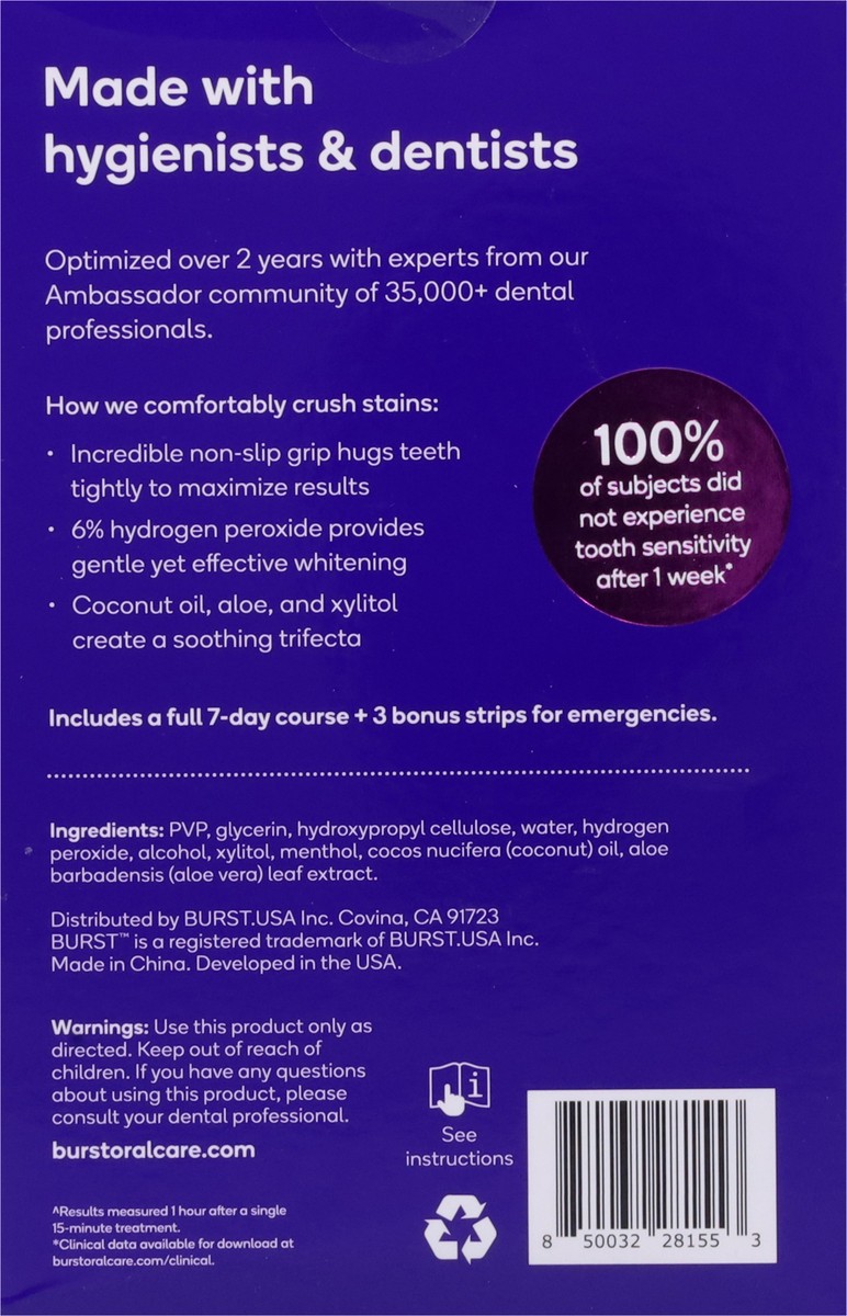 slide 5 of 9, Burst Non-Slip Fresh Mint Whitening Strips 20 ea, 20 ct