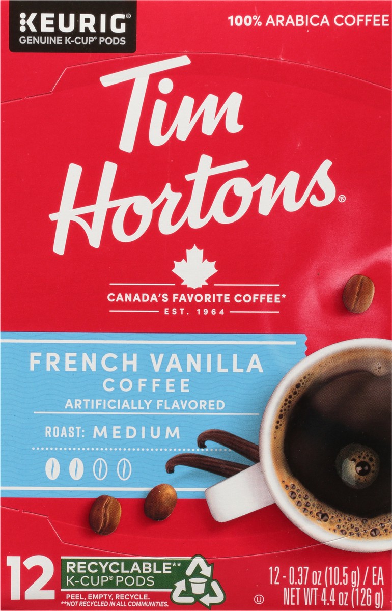 slide 5 of 14, Tim Hortons Medium Roast French Vanilla Coffee K-Cup Pods - 12 ct, 12 ct