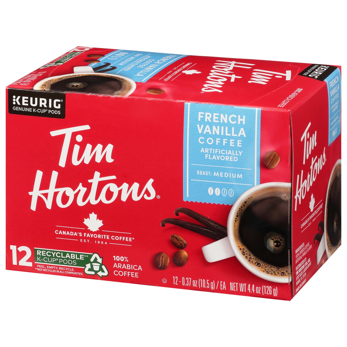 slide 14 of 14, Tim Hortons Medium Roast French Vanilla Coffee K-Cup Pods - 12 ct, 12 ct