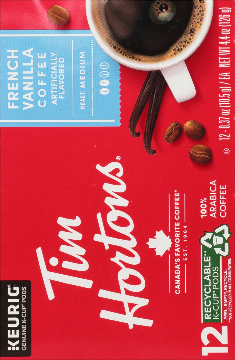 slide 4 of 14, Tim Hortons Medium Roast French Vanilla Coffee K-Cup Pods - 12 ct, 12 ct