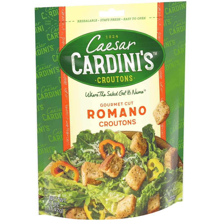 slide 7 of 8, Cardini's Gourmet Cut Romano Cheese Croutons, 6 oz