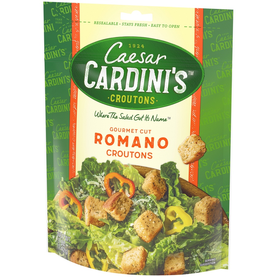 slide 8 of 8, Cardini's Gourmet Cut Romano Cheese Croutons, 6 oz