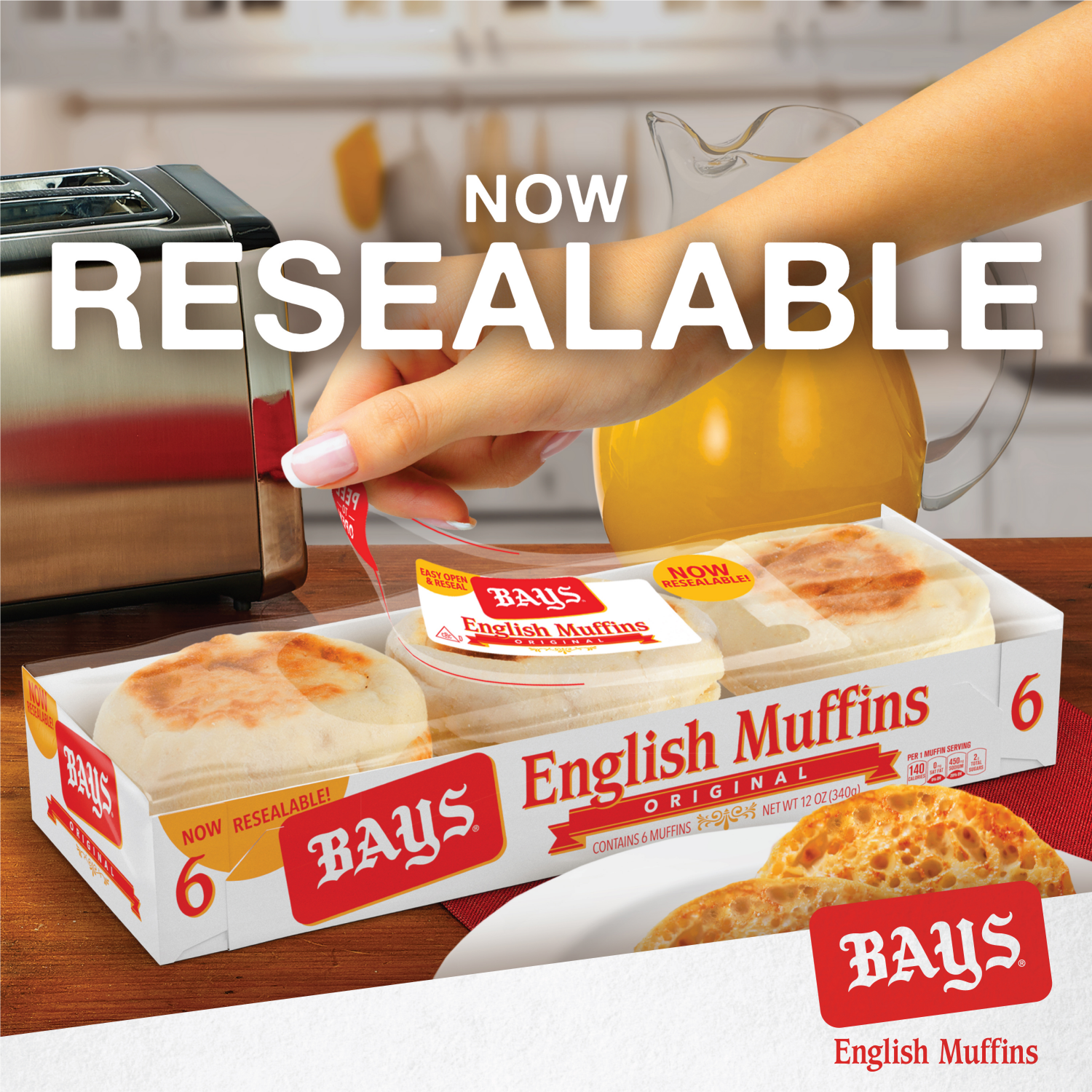 slide 2 of 4, BAYS Original English Muffins, 6 ct