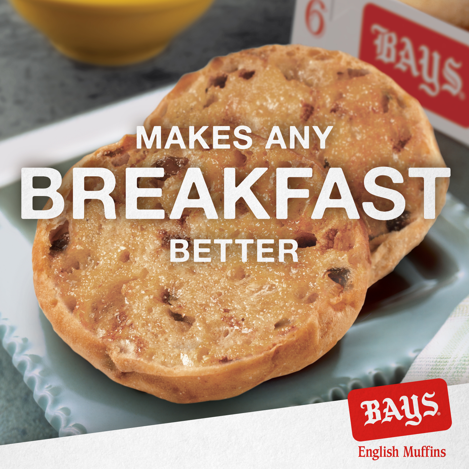 slide 3 of 4, Bays Cinnamon Raisin English Muffins, 6 count, 13 oz, 6 ct