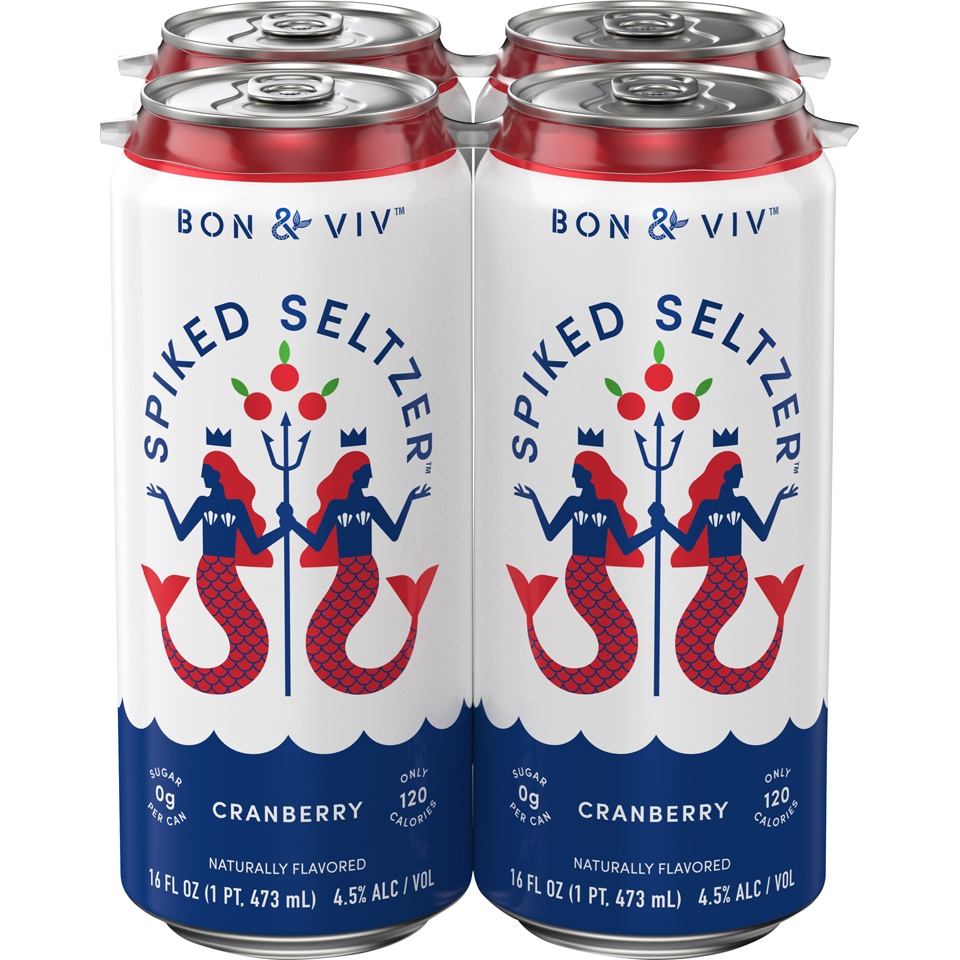 slide 1 of 1, Bon & Viv Spiked Seltzer SpikedSeltzer Cranberry Can, 16 oz