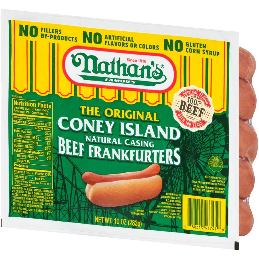 slide 3 of 8, Nathan's Famous Frankfurters 10 oz, 10 oz