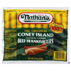 Nathan's Famous Coney Island Natural Casing All Beef Hot Dogs, 10 oz