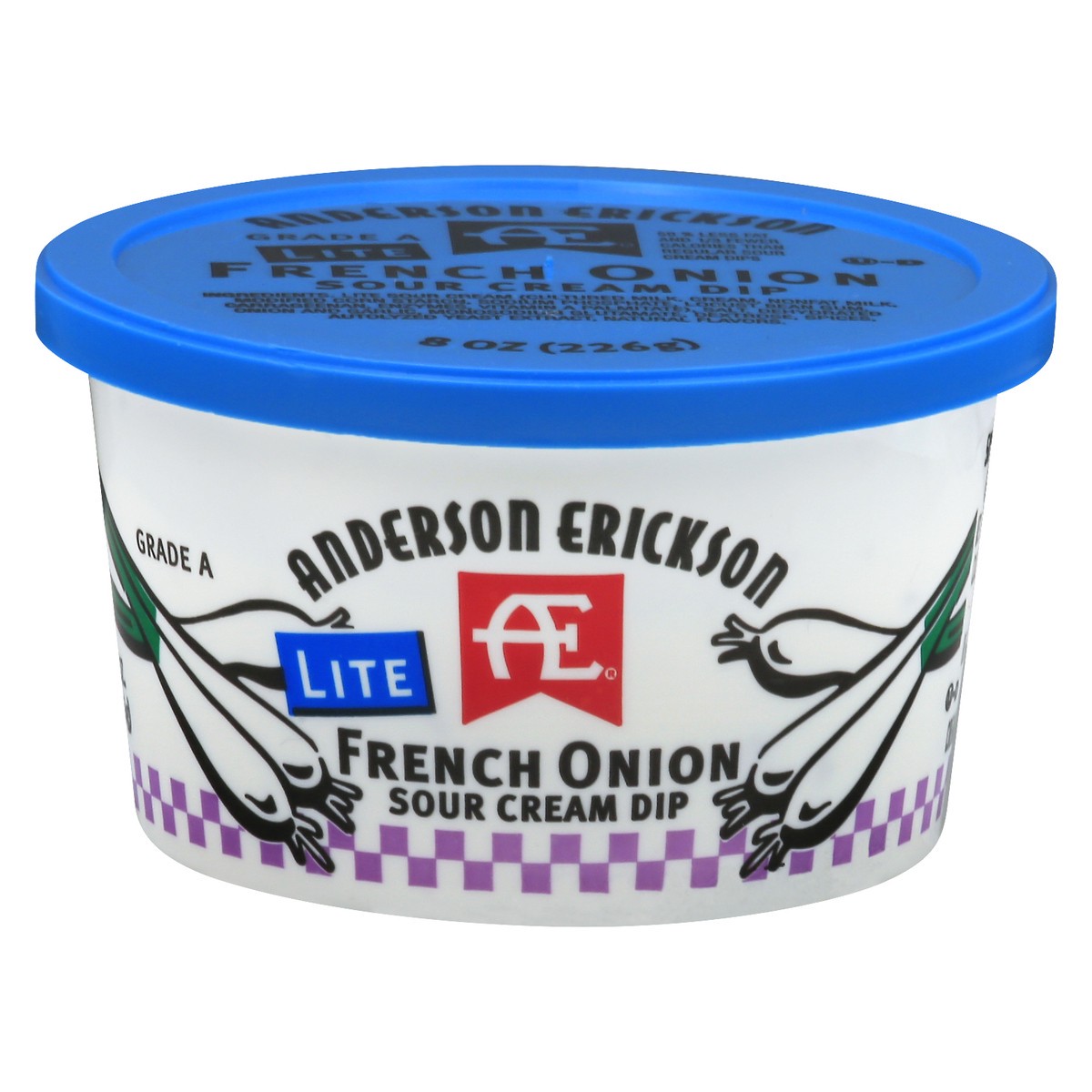 slide 1 of 8, Anderson Erickson Dairy Ae Lite French Onion Sour Cream Dip, 8 oz