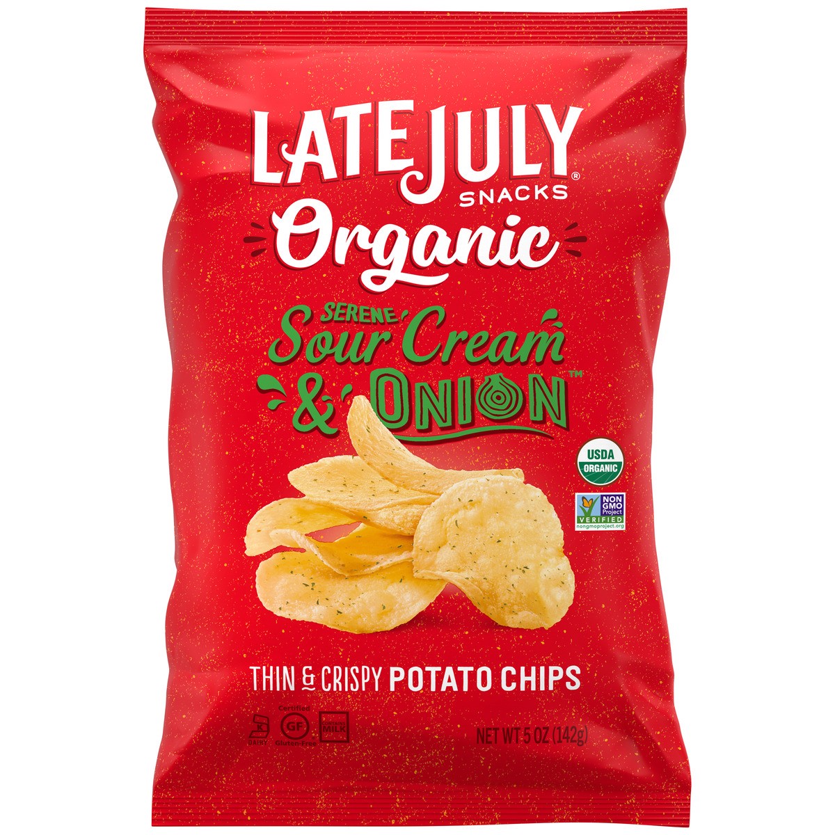 slide 1 of 5, Late July Snacks Sour Cream & Onion Organic Potato Chips, 5 oz