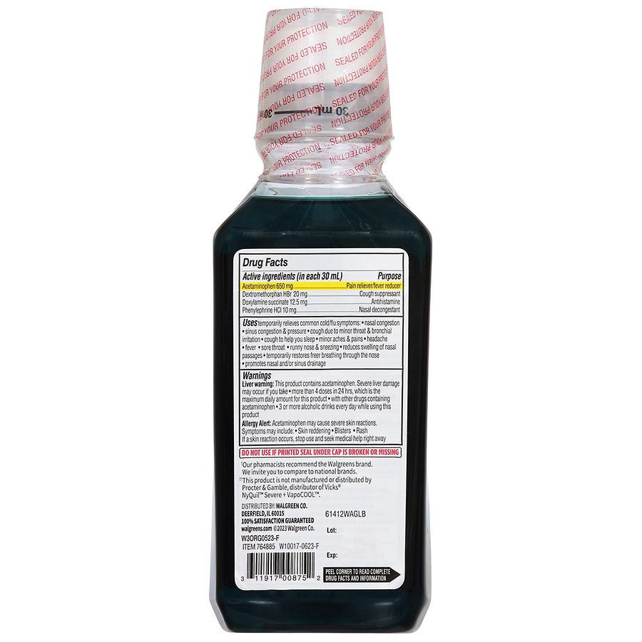 slide 2 of 3, Walgreens Nighttime Severe Cold & Flu Liquid Vapor Ice, 12 fl oz