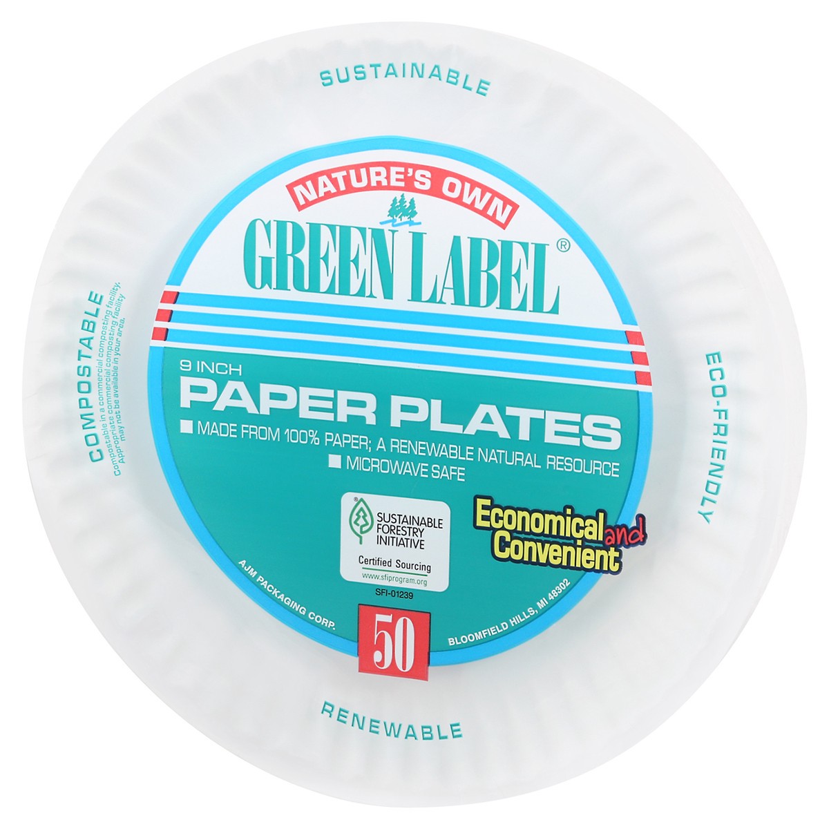 slide 11 of 12, Nature's Own Green Label 9" Paper Plates, 50 ct