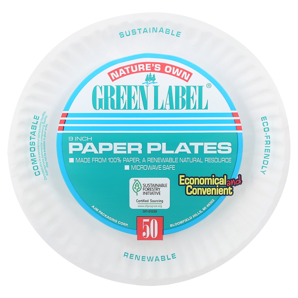 slide 5 of 12, Nature's Own Green Label 9" Paper Plates, 50 ct