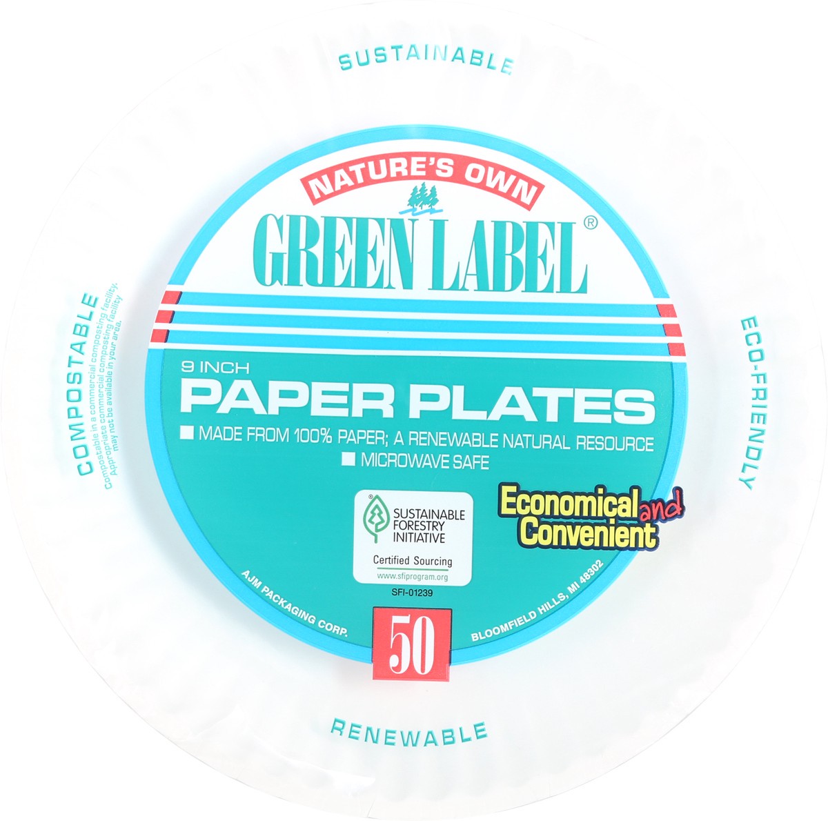 slide 10 of 12, Nature's Own Green Label 9" Paper Plates, 50 ct