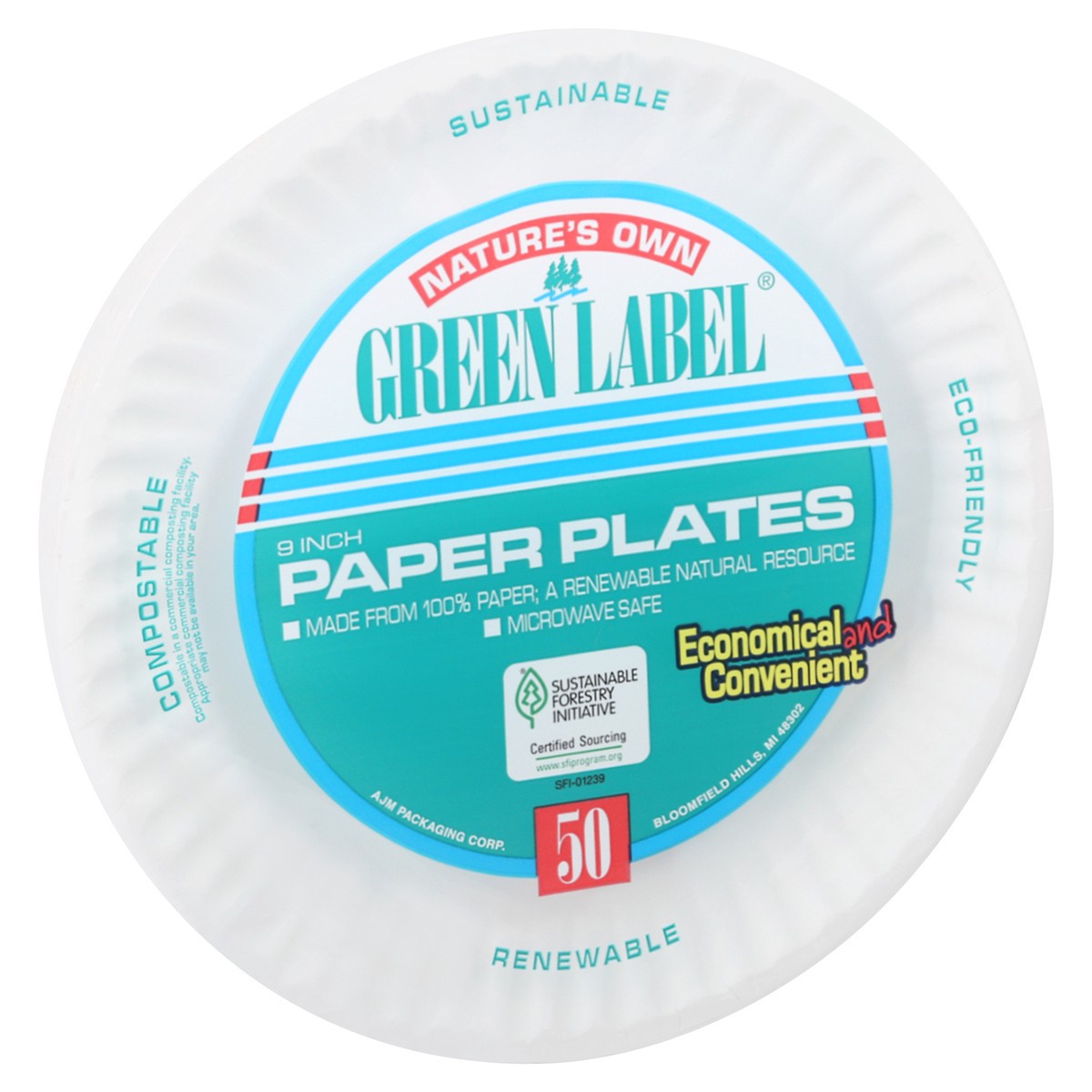 slide 9 of 12, Nature's Own Green Label 9" Paper Plates, 50 ct