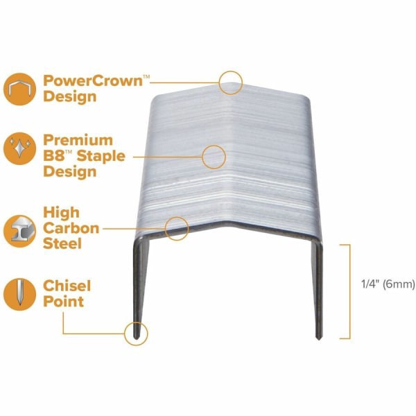 slide 5 of 6, Stanley Bostitch Full Strip B8 Staples, 1/4 Inch Leg Length, 5,000/Box, 5000 ct; 1/4 in