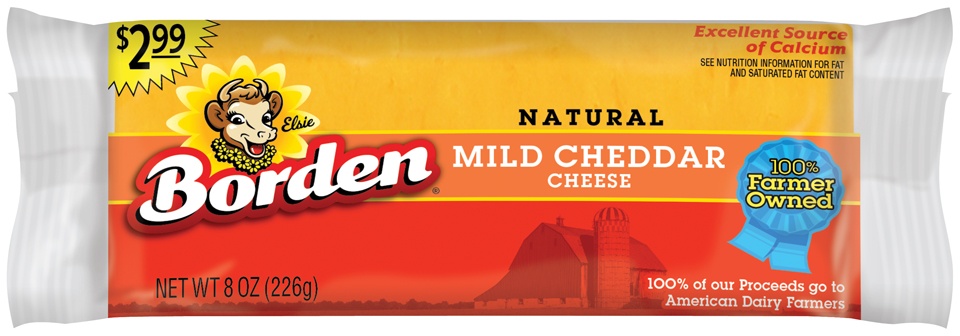 slide 1 of 5, Borden Natural Mild Cheddar Cheese $2.99 Prepriced 8 Oz. Brick, 8 oz