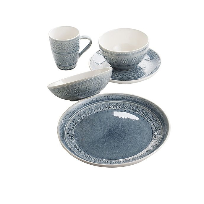 slide 3 of 7, Euro Ceramica Fez Dinnerware Set - Grey, 20 ct