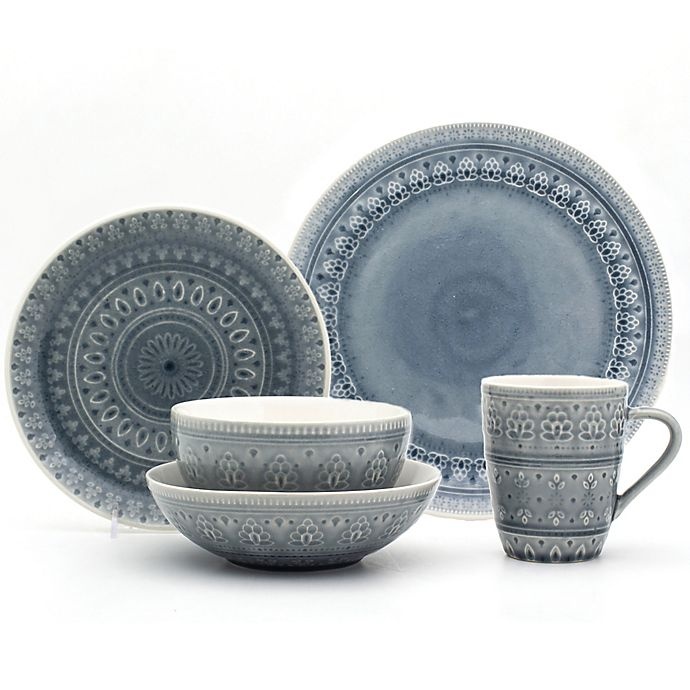 slide 5 of 7, Euro Ceramica Fez Dinnerware Set - Grey, 20 ct