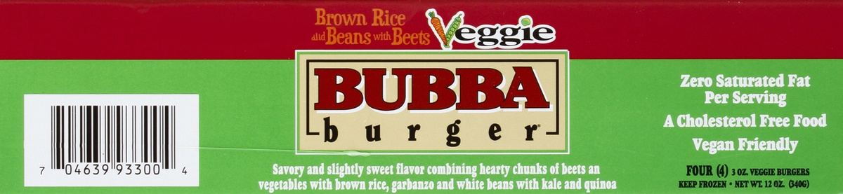 slide 2 of 6, BUBBA Brown Rice and Beans with Beets Veggie Burger, 4 ct; 3 oz