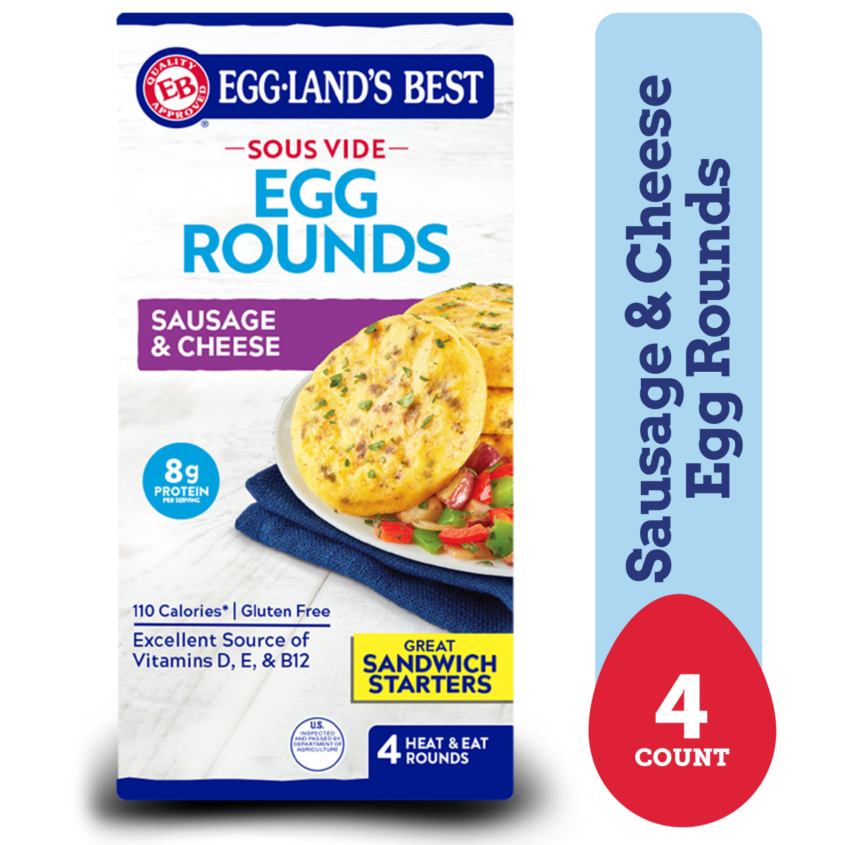 slide 1 of 29, Egglands Best Eggland's Best Sausage & Cheese Egg Rounds, 4 ct