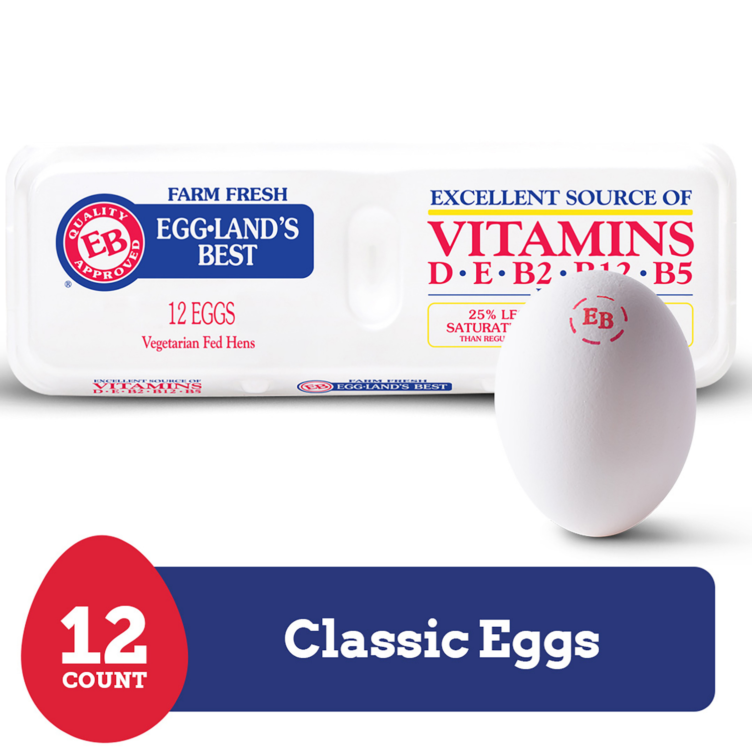 slide 1 of 8, Eggland's Best Classic Large White Eggs, 12 count, 12 ct