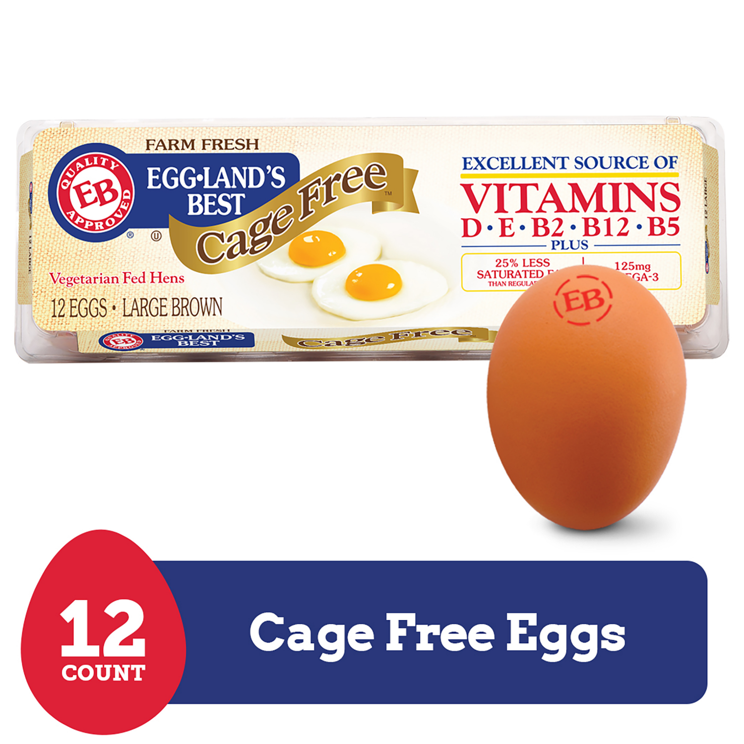 slide 1 of 8, Eggland's Best Cage Free Large Brown Eggs, 12 count, 12 ct