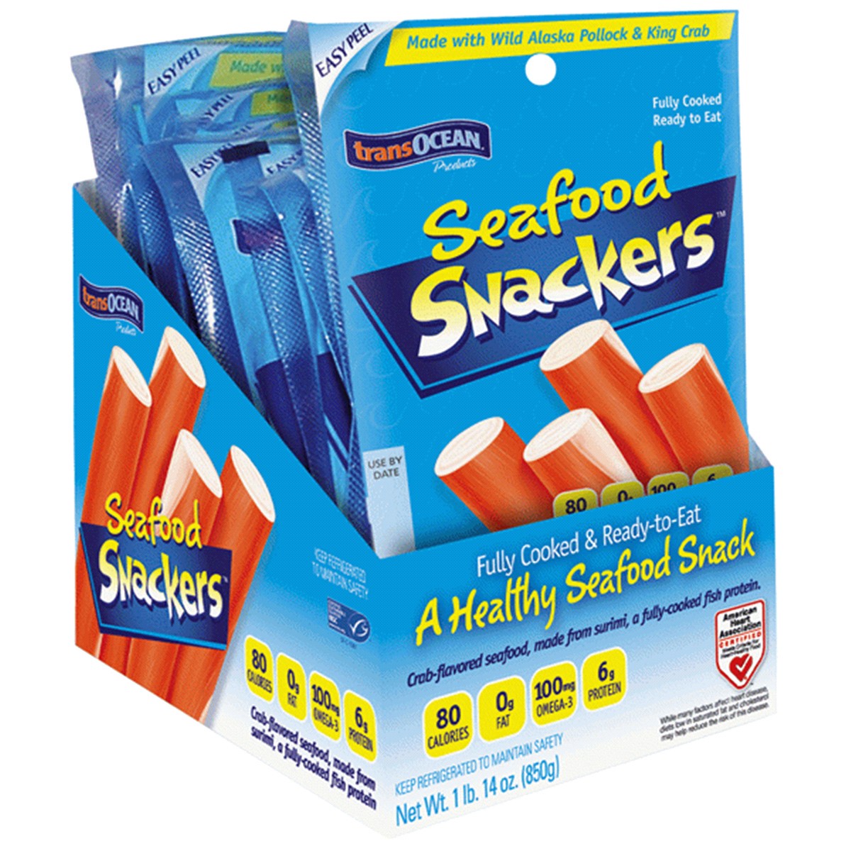 slide 1 of 1, TransOcean Seafood Crab Snackers, 3 oz, 3 oz