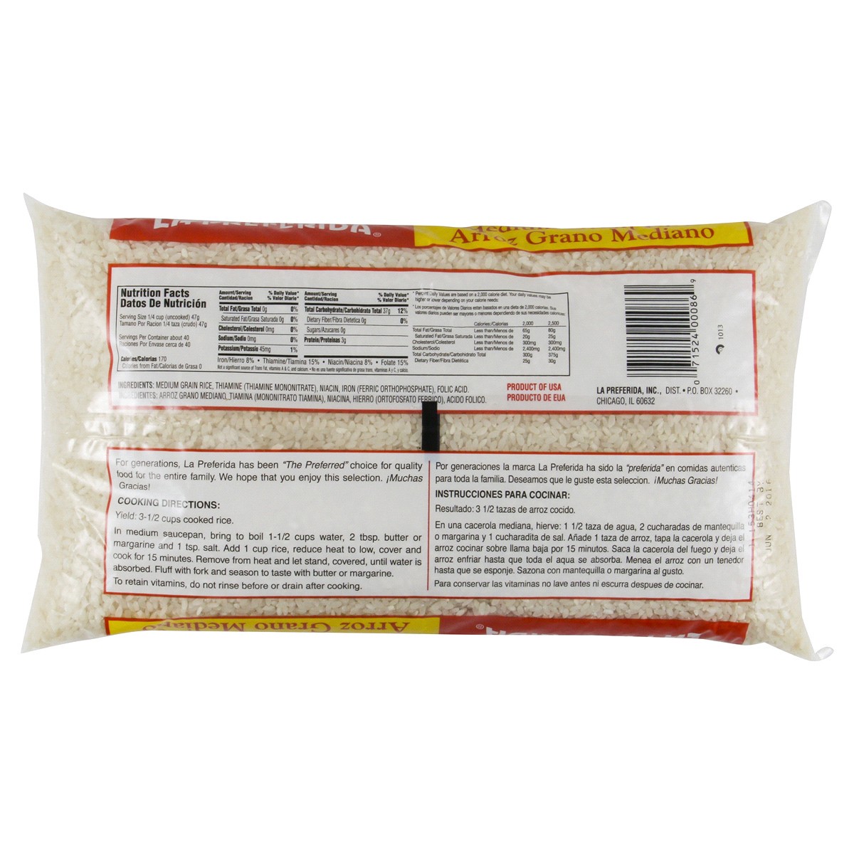 slide 2 of 2, La Preferida Rice 5 lb, 5 lb