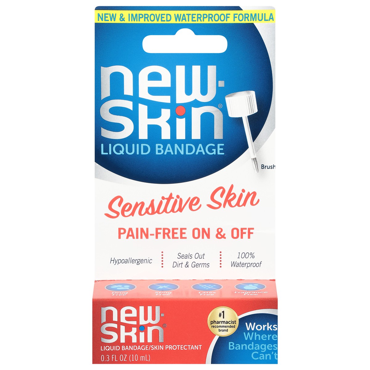 slide 1 of 1, New Skin Sensitive Liquid Bandage Sensitive, 0.3 oz