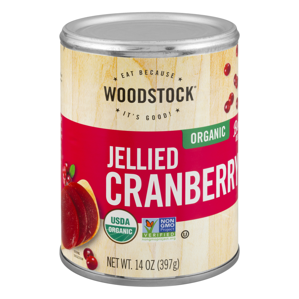 slide 1 of 2, Woodstock Jellied Organic Cranberry Sauce 14 oz, 14 oz